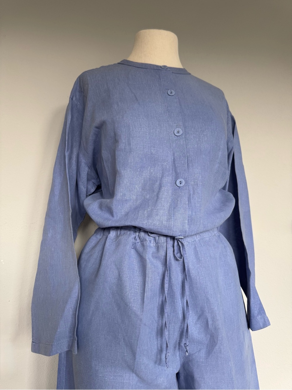 90s Vintage DONE Art and Design 58% Linen 42% Cotton Matching Two-Piece Set